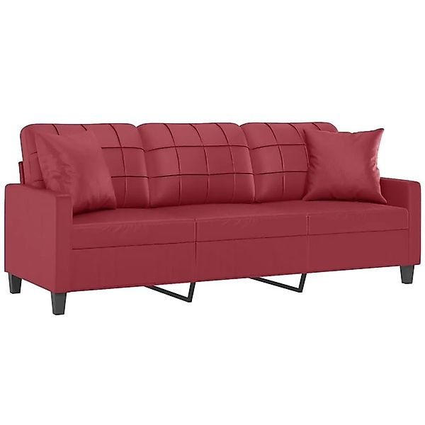 vidaXL 3-Sitzer-Sofa mit Zierkissen Weinrot 180 cm Kunstleder 3200811 günstig online kaufen