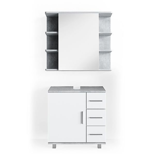 Vicco Badmöbel-Set Ilias, Weiß/Beton, 2 Teile, günstig online kaufen