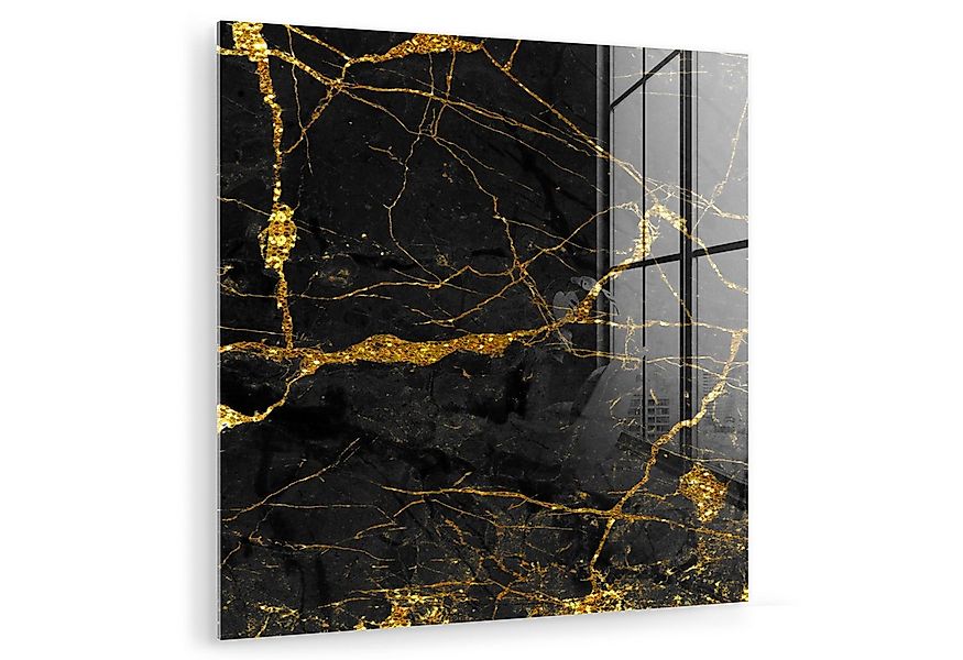 MuchoWow Acrylglasbild Marmor - Gold - Schwarz - Marmoroptik - Luxe - Glitz günstig online kaufen