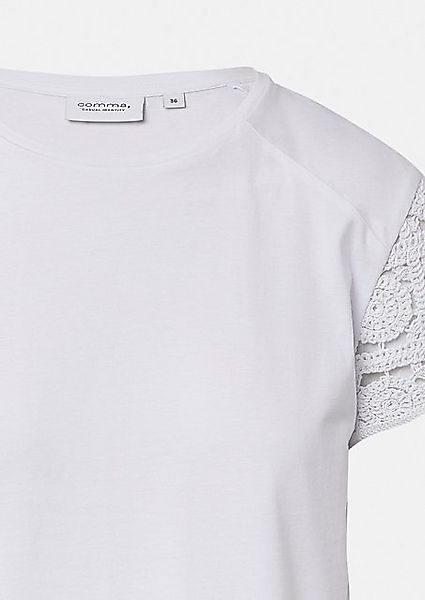 comma casual identity Kurzarmshirt Jersey-T-Shirt mit Spitzenärmeln günstig online kaufen