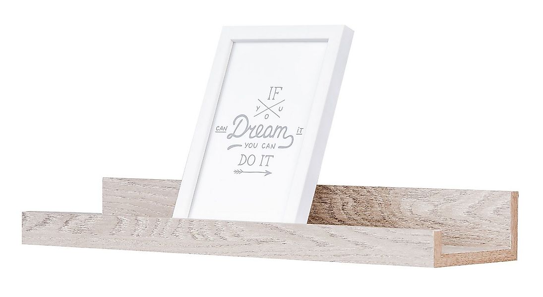 Levandeo® Bilderleiste, Bilderleiste Eiche Gekälkt L40cm MDF Holz Wandregal günstig online kaufen