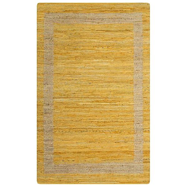 Teppich Handgefertigt Jute Gelb 80x160 Cm günstig online kaufen