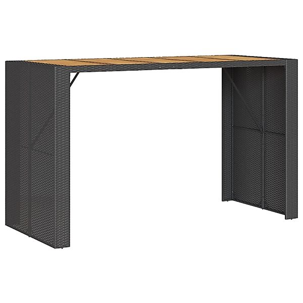 vidaXL Garten-Bartisch mit Holzplatte Schwarz 185x80x110 cm Polyrattan 3687 günstig online kaufen