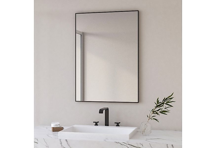 Hopibath Badspiegel mit Alurahmen Wandspiegel Schwarz (Eckig, 120x70,100x70 günstig online kaufen