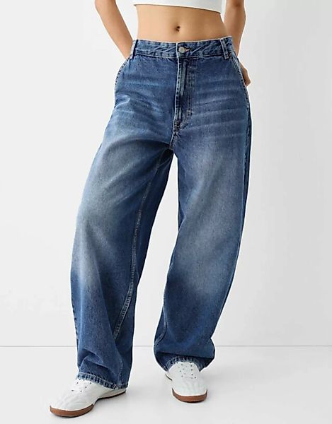 Bershka Skater-Fit-Jeans Im Washed-Look Damen 40 Ausgewaschenes Blau günstig online kaufen