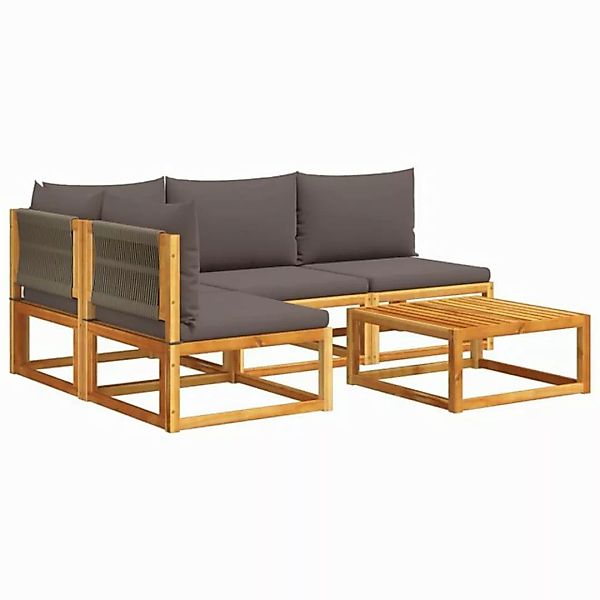 vidaXL Loungesofa 5-tlg. Garten-Sofagarnitur mit Kissen Massivholz, 1 Teile günstig online kaufen