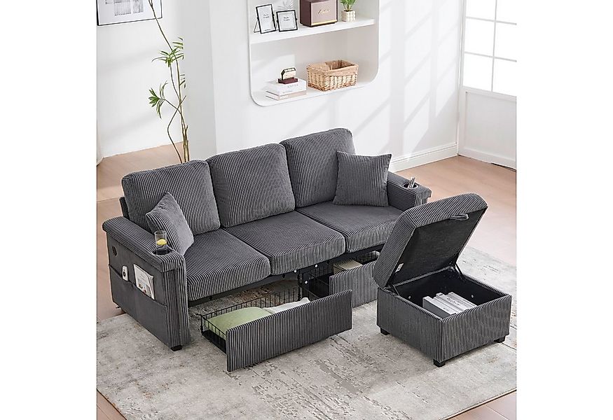 Odikalo Ecksofa mit Schlaffunktion Eckcouch Big Sofa mit Ottomane, Multifun günstig online kaufen