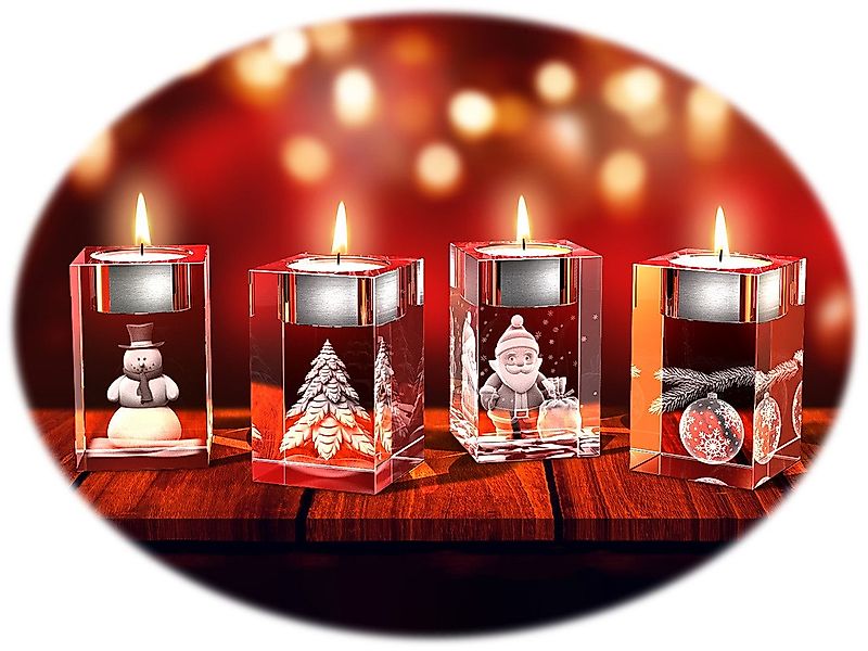 GLASFOTO.COM Teelichthalter Advents-Teelichthalter, Weihnachten, Kristallgl günstig online kaufen