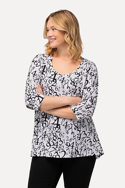 Ulla Popken T-Shirt Shirt Zahlenmuster A-Linie günstig online kaufen