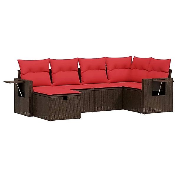 vidaXL 6-Tlg Gartensofa-Set mit Kissen Braun Polyrattan 3263800 günstig online kaufen