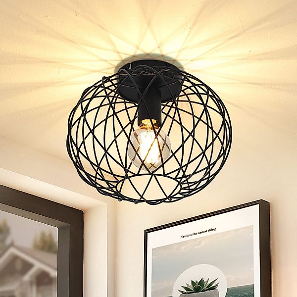 Nettlife Deckenleuchte 1 Flammig Deckenlampe Vintage Flurlampe Schwarz, LED günstig online kaufen