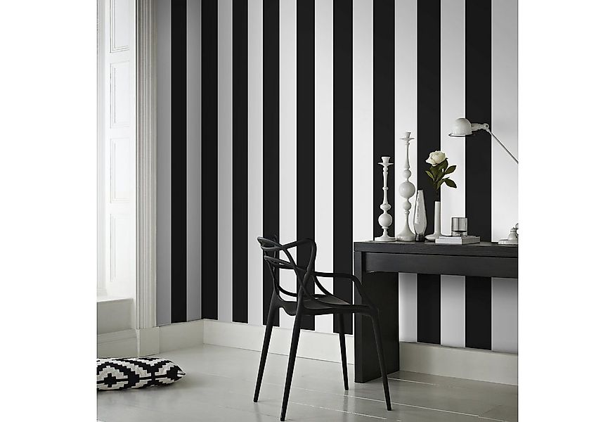 Superfresco Easy Vliestapete Streifen, Streifen, (1 St), Weiss/Schwarz - 10 günstig online kaufen