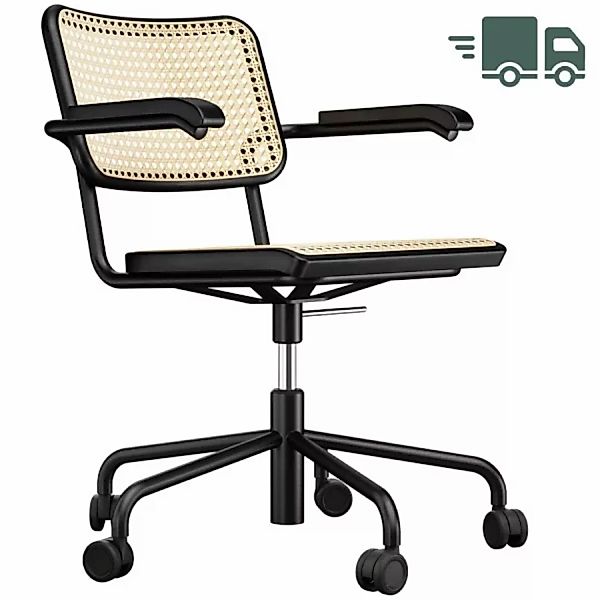 THONET Drehsessel S 64 VDR Atelier | Rohrgeflecht-Sitz mit Armlehnen | Fußk günstig online kaufen