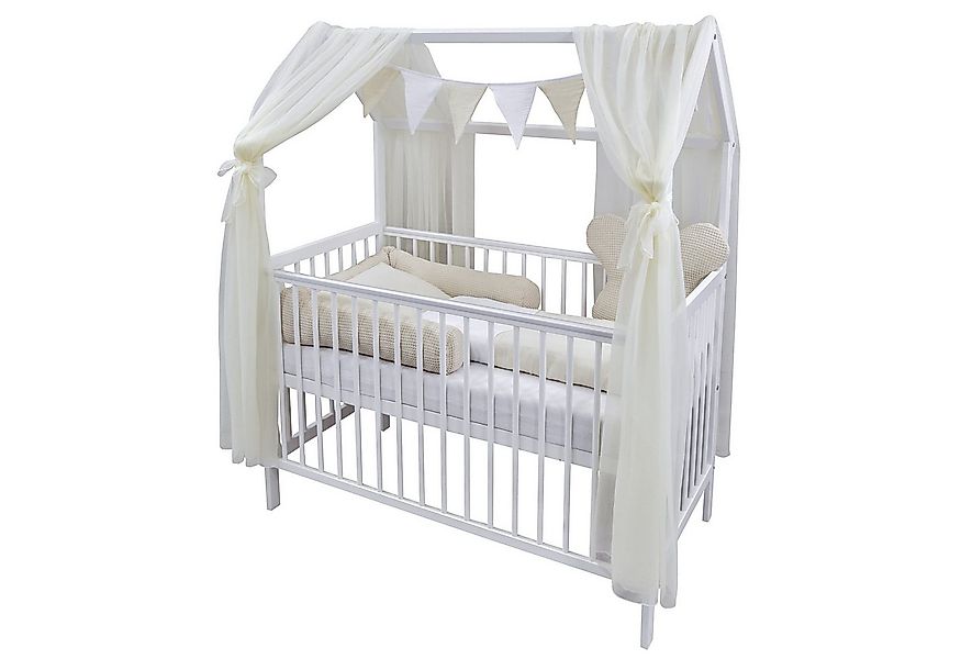 Baby-Delux Komplettbett Hausbett Babybett Komplettset Waffelpique, 12-tlg., günstig online kaufen