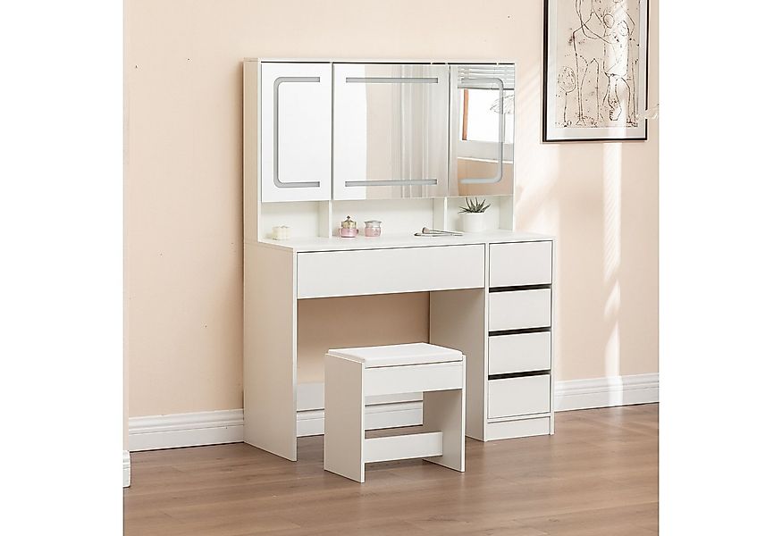 Thanaddo Schminktisch mit verstellbaren LED-Spiegel, Schminktische mit Hock günstig online kaufen