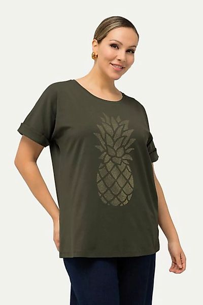 Ulla Popken Rundhalsshirt T-Shirt Ananas Oversized Rundhals Halbarm günstig online kaufen