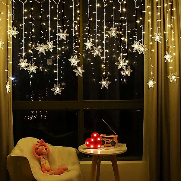 Sunicol LED-Lichterkette LED Lichtervorhang Lichterkette, Schneeflocke günstig online kaufen