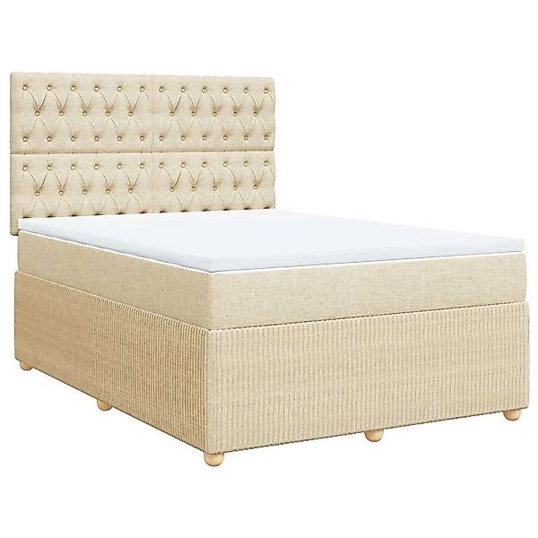 vidaXL Boxspringbett mit Matratze Creme 140x190 cm Stoff 3292063 günstig online kaufen