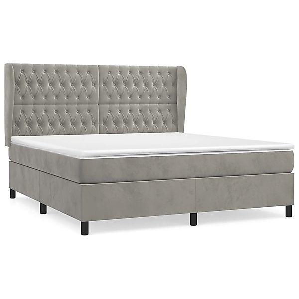 vidaXL Boxspringbett mit Matratze Hellgrau 160x200 cm Samt1389208 günstig online kaufen