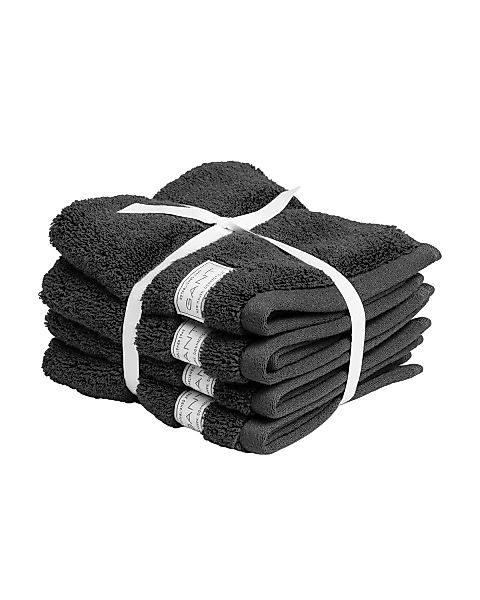 GANT Gästetuch, Organic Premium Towel, 4er Pack - 30x30 cm, Frottee Anthraz günstig online kaufen