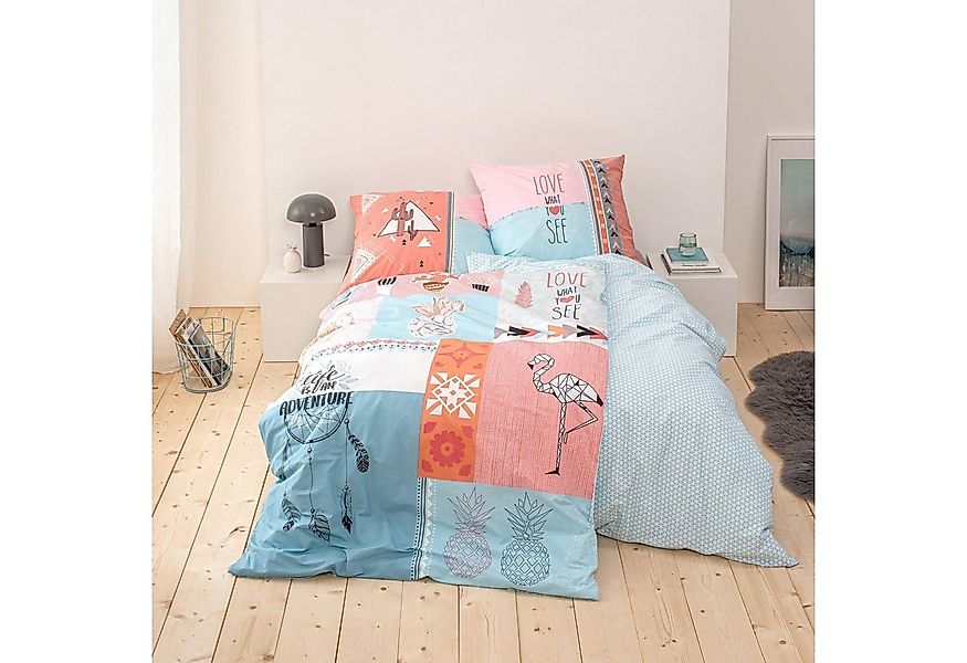 MTOnlinehandel Bettwäsche Traumfänger Flamingo 135x200 + 80x80 cm, 100 % Ba günstig online kaufen