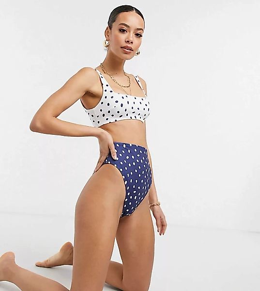ASOS DESIGN Tall – Mix & Match – Marineblaue Bikinihose aus recyceltem Mate günstig online kaufen