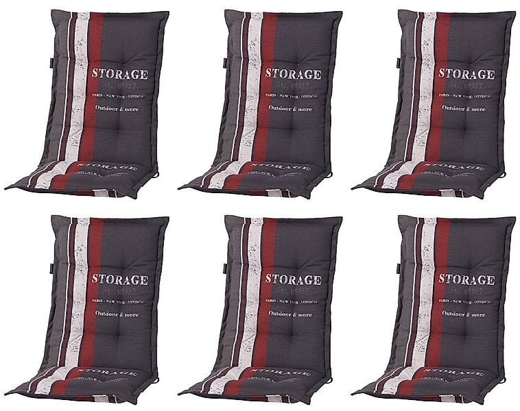 Madison Hochlehnerauflage G 148 6er Set Gartenstuhl Auflagen Kissen Polster günstig online kaufen