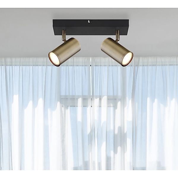 Globo Strahler Robby 2-flammig Altmessing 260 x 60 x 120 mm günstig online kaufen