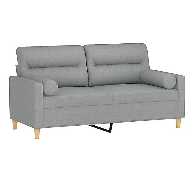 vidaXL Sofa 2-Sitzer-Sofa mit Zierkissen Hellgrau 140 cm Stoff günstig online kaufen