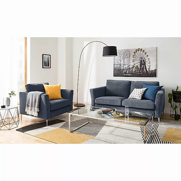 home24 Fredriks Sofa Mirabela 2-Sitzer Graublau Strukturstoff 170x85x92 cm günstig online kaufen
