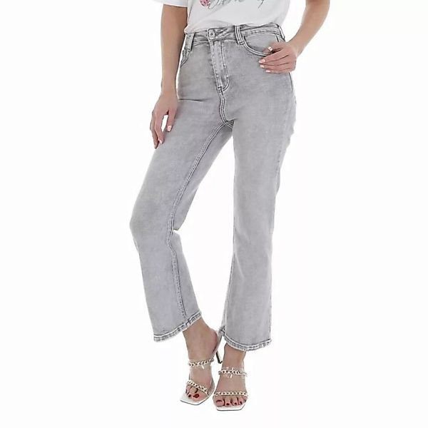 Ital-Design High-waist-Jeans Damen Freizeit Stretch Bootcut Jeans in Hellgr günstig online kaufen