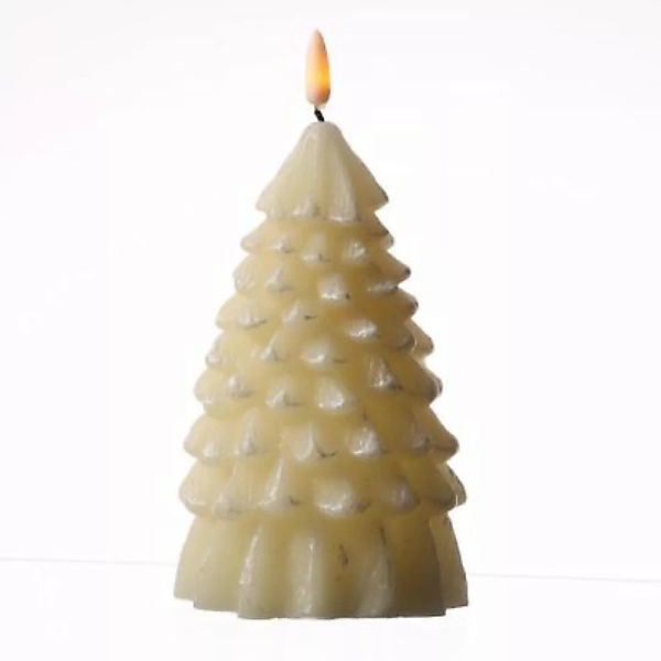 MARELIDA LED Kerze Tannenbaum flackernd Echtwachs H: 18cm creme günstig online kaufen