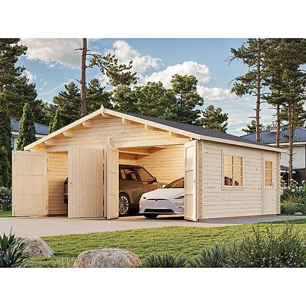 Palmako Holzgarage Roger mit Holztor Natur 575 cm x 510 cm günstig online kaufen