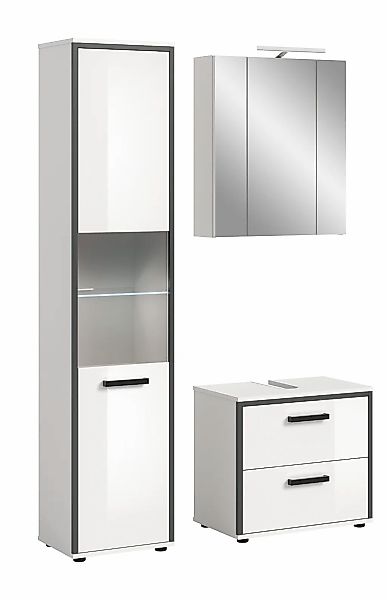 welltime Badmöbel-Set "KAJO, 3-tlg. Badkombination, weiß hochglanz, inkl. B günstig online kaufen