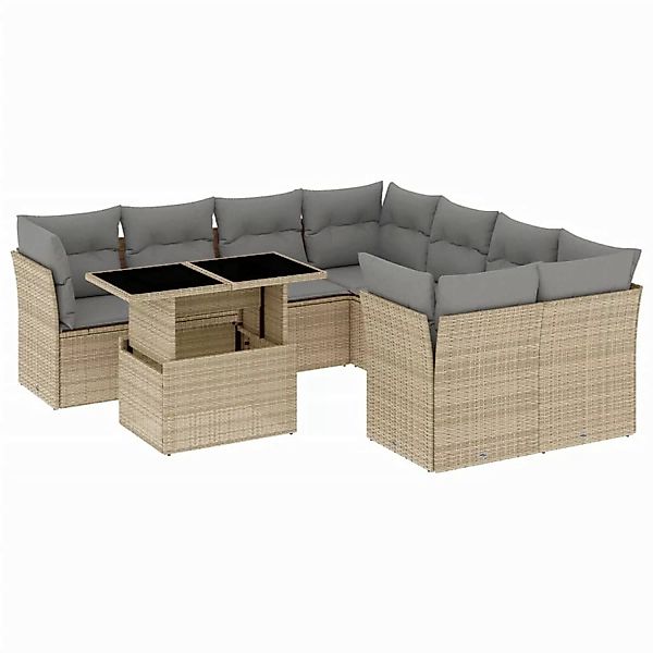 vidaXL 9-tlg Garten-Sofagarnitur mit Kissen Beige Poly Rattan Modell 262 günstig online kaufen