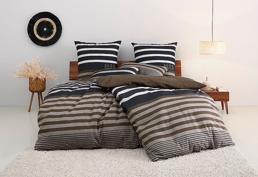H.I.S Bettwäsche "Majoran" 3 tlg. gestreifte Bettwäsche in verschiedenen Qu günstig online kaufen