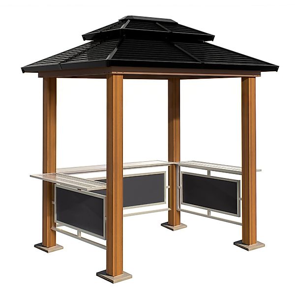 SOJAG Aluminium Grillpavillon Maui Holzoptik 158x249x278 cm günstig online kaufen