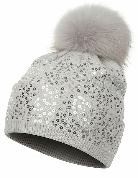 styleBREAKER Bommelmütze "Feinstrick Bommelmütze mit Pailletten" 1 Stk. günstig online kaufen
