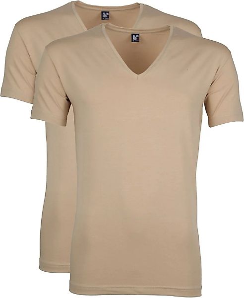 Alan Red Stretch V-Neck T-Shirt Beige 2er-Pack - Größe M günstig online kaufen