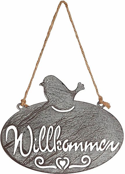 Ambiente Haus Gartenstecker "Willkommen Schild mit Vogel (B) 20cm", (1 St.) günstig online kaufen