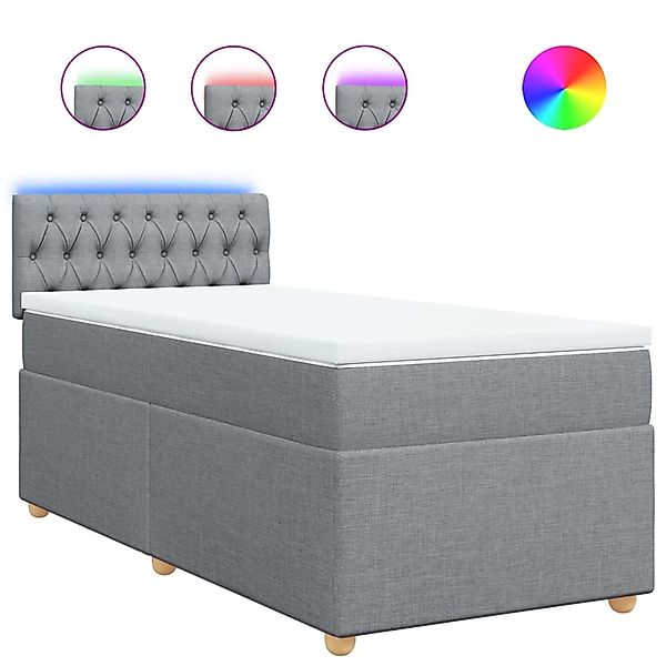 vidaXL Boxspringbett mit Matratze Hellgrau 90x190 cm Stoff 3288842 günstig online kaufen