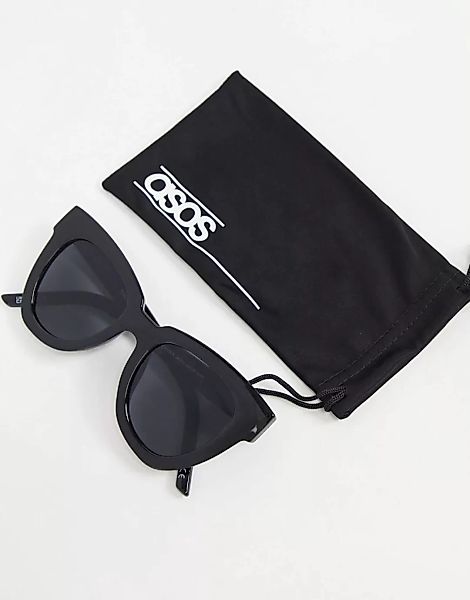 ASOS DESIGN – Breite Cat-Eye-Sonnenbrille mit recyceltem Rahmen in glänzend günstig online kaufen