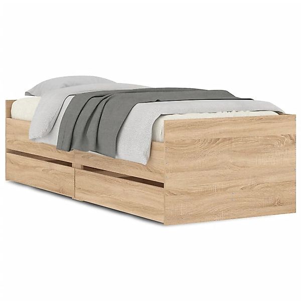 vidaXL Bettgestell, Bett mit Schubladen Sonoma-Eiche 75x190 cm günstig online kaufen