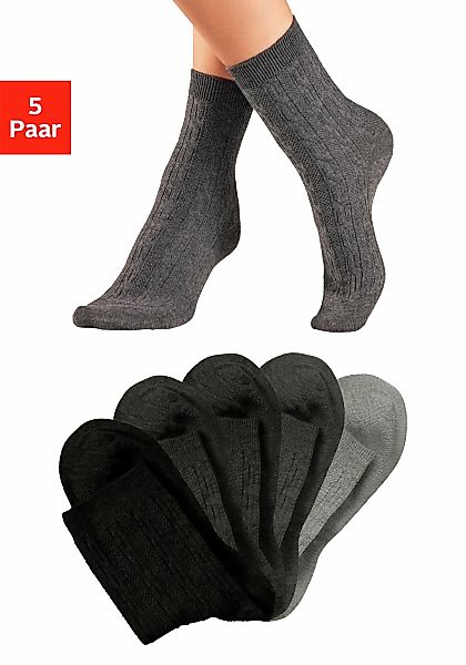 Lavana Basicsocken Packung, 5 Paar tlg. mit klassischem Zopfmuster günstig online kaufen