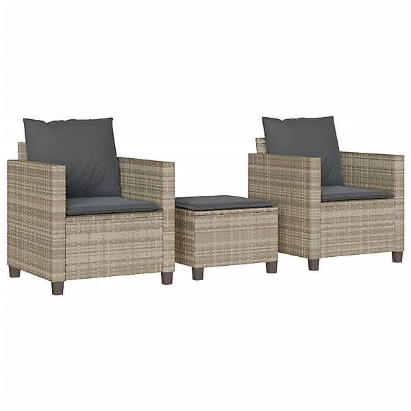 vidaXL 3-Tlg Bistro-Set mit Kissen Hellgrau Poly Rattan 4003901 günstig online kaufen