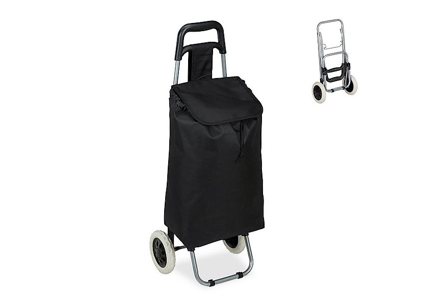 relaxdays Einkaufstrolley faltbar, schwarz günstig online kaufen