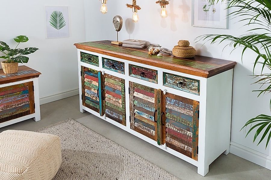 riess-ambiente Sideboard JAKARTA 160cm weiß / natur / bunt (1 St), Wohnzimm günstig online kaufen