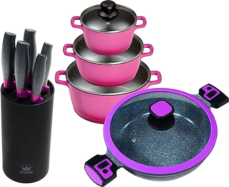 KING Topf-Set »Berry« Aluminiumguss Set, 3 Töpfe, 3 Deckel, 1Servierpfanne günstig online kaufen