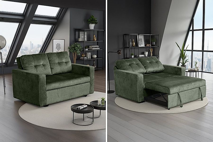 riess-ambiente Schlafsofa SMART 2-Sitzer moosgrün – Samt, ausziehbar, Nosag günstig online kaufen