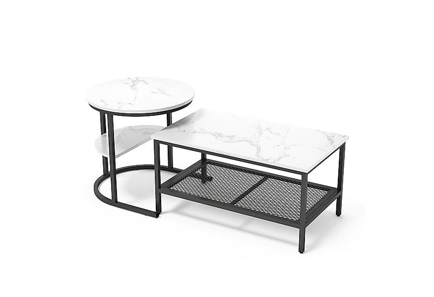 Furnishings Home Couchtisch 2er-Set Runde + Rechteck Beistelltische aus Hol günstig online kaufen